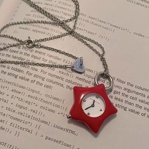 Red Heart Watch Pendant Necklace Marc jacobs